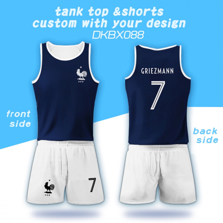2018 FIFA World Cup France Tank Top Shorts a set S M L XL XXL