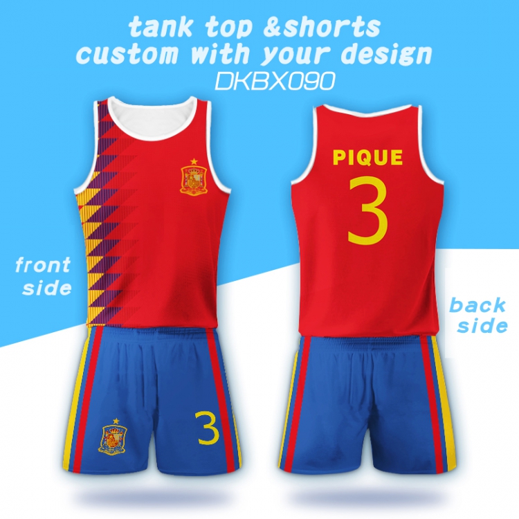 2018 FIFA World Cup Spain Tank Top Shorts a set S M L XL XXL