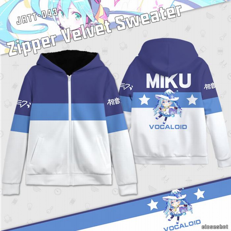 VOCALOID Anime Full Color zipper Plus velvet Sweatshirt S M L XL XXL XXXL JRTT043