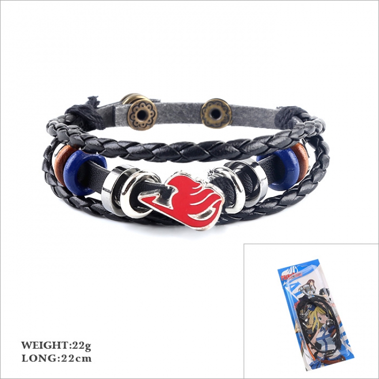 Fairy tail Multilayer weaving Leather bracelet 22CM 22G
