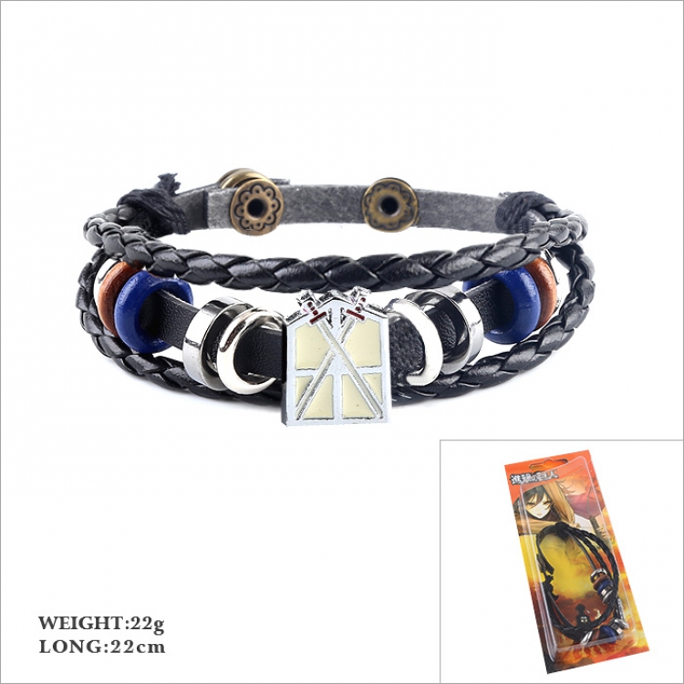 Shingeki no Kyojin 2 Multilayer weaving Leather bracelet 22CM 22G