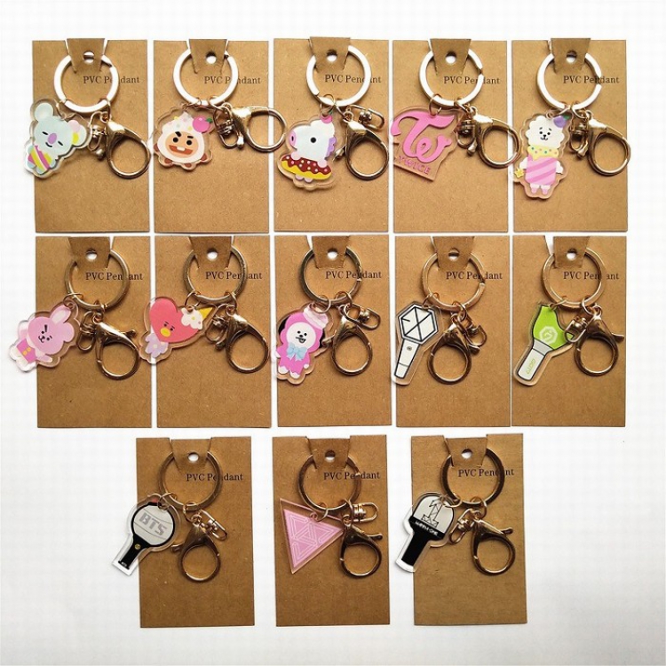 BTS GOT7 WANNA ONE Transparent acrylic keychain pendant A total of 13 models 3-4cm 13g price for 50 pcs