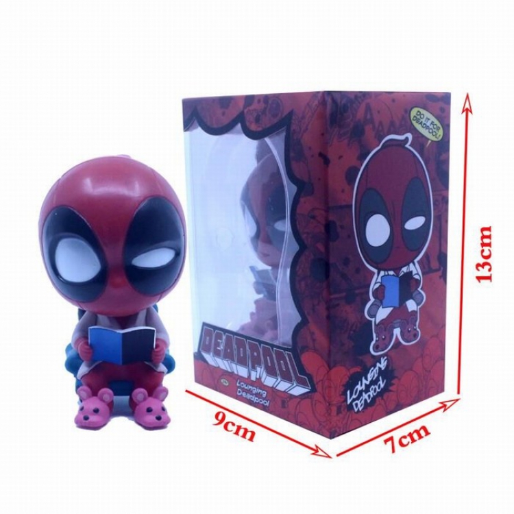 Deadpool Sofa reading version Shake head Boxed Figure Decoration 8.7CM 90G a box of 72