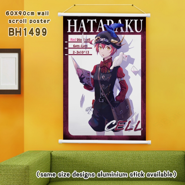 Working cell White Plastic rod Cloth painting Wall Scroll 60X90CM BH1499