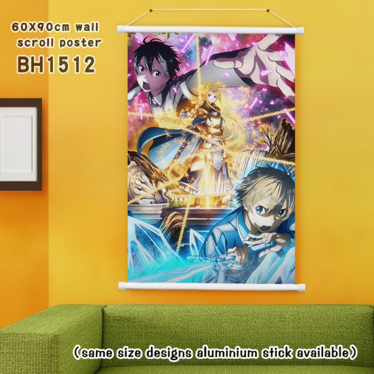 Sword Art Online White Plastic rod Cloth painting Wall Scroll 60X90CM BH1512