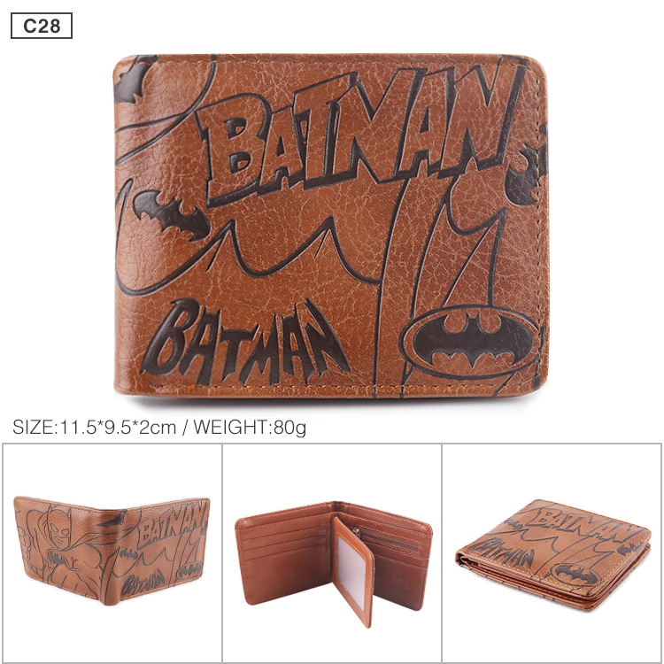 Batman Folded Embossed Short Leather Wallet Purse 11.5X9.5CM 60G Style B