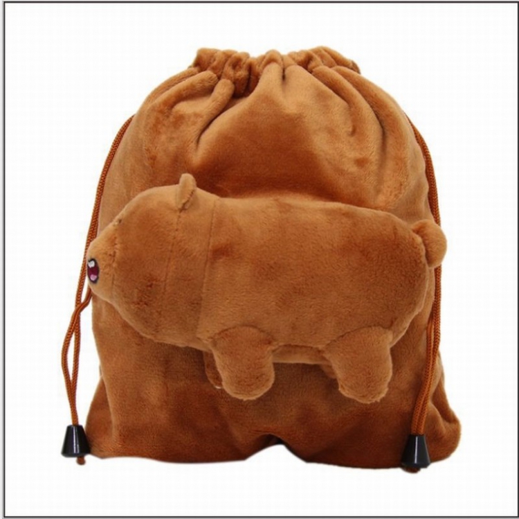 We Bare Bears Brown bear Three-dimensional Plush pocket 21X19CM