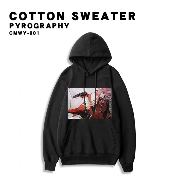 DARLING in the FRANX Black single-sided printed cotton hooded sweater S M L XL XXL XXXL Order 2 days in advance CMWY-001