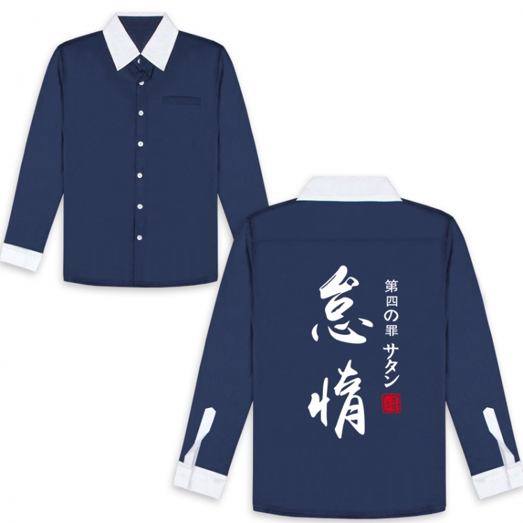 The Seven Deadly Sins White blue Grizzly's Sin of Sloth Fashion long-sleeved shirt M L XL XXL