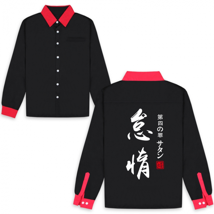 The Seven Deadly Sins Red black Grizzly's Sin of Sloth Fashion long-sleeved shirt M L XL XXL