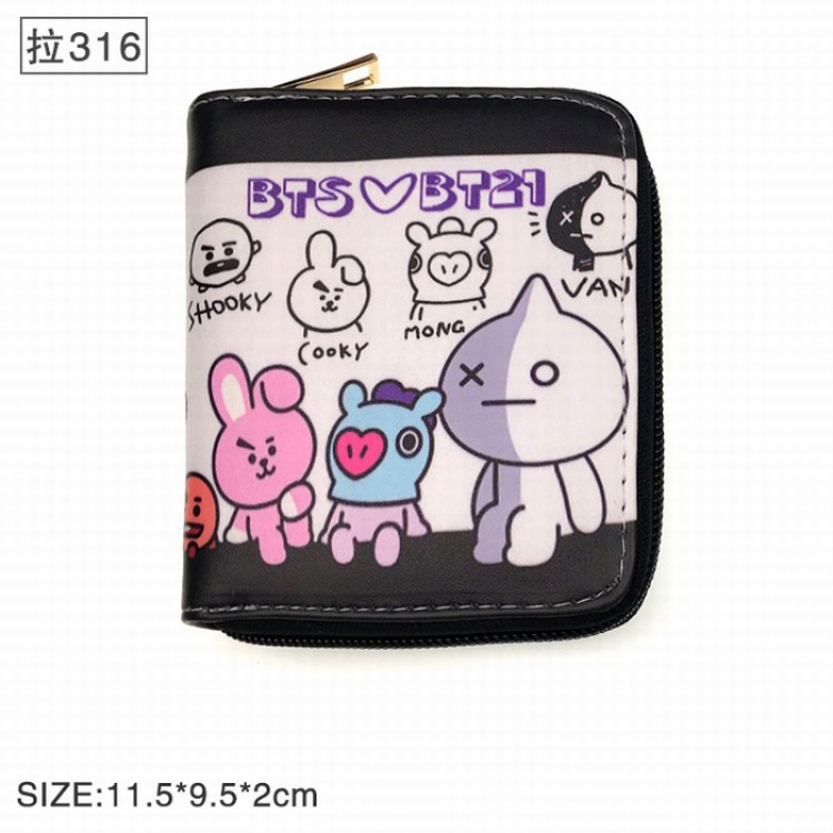 BTS BT21 Twill two fold short wallet zipper 316
