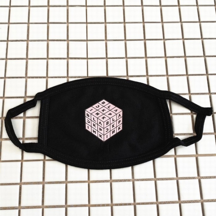 Black Pink Square Color printing Three layers of cotton Mask 25X11CM price for 5 pcs
