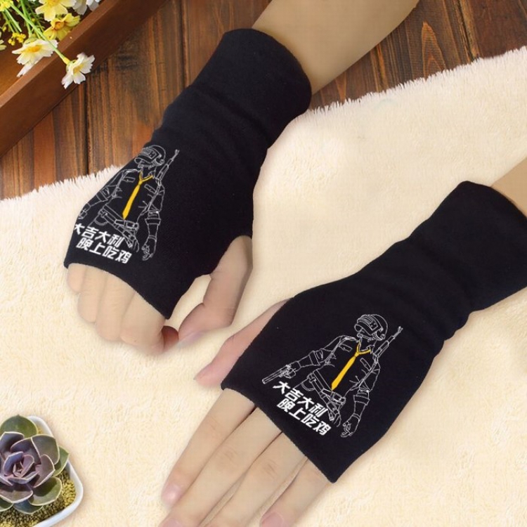 Playerunknowns Batt Black printed half finger gloves Scrub bag package Style A