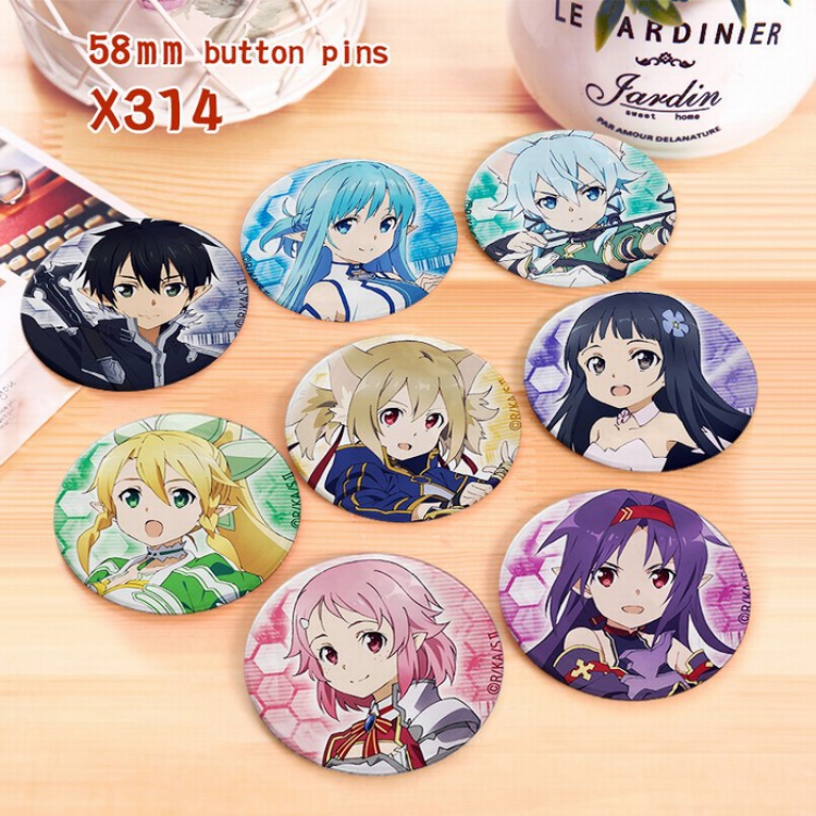 Sword Art Online Brooch price for 8 pcs a set 58mm X314