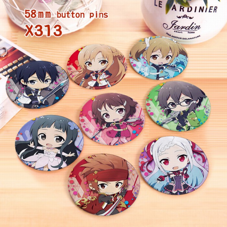 Sword Art Online Brooch price for 8 pcs a set 58mm X313