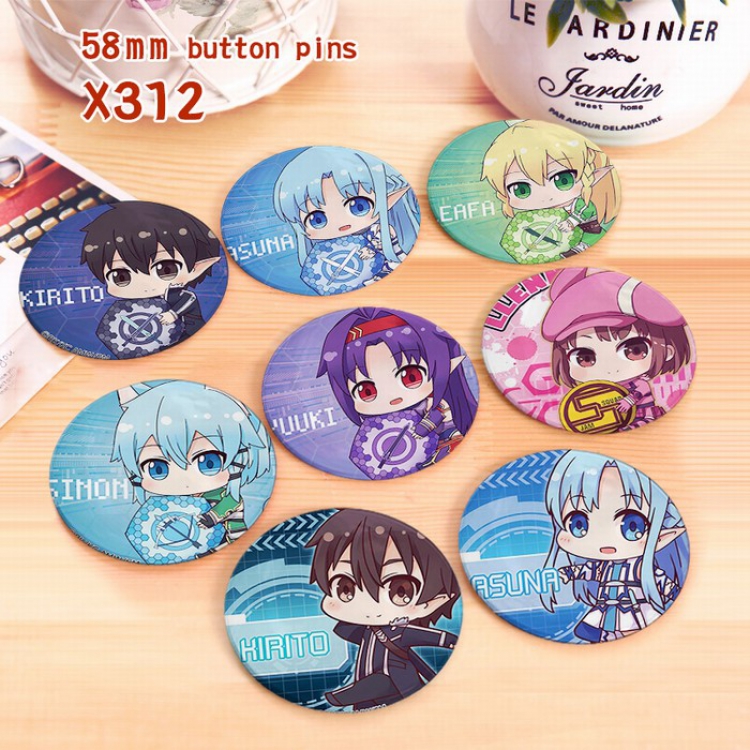 Sword Art Online Brooch price for 8 pcs a set 58mm X312