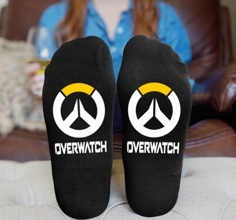 Overwatch Black printed Mid tube socks stockings tube high 15CM 25G