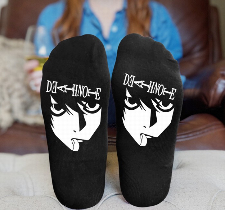 Death note Black printed Mid tube socks stockings tube high 15CM 25G style 2