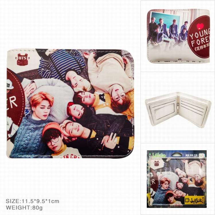 BTS Full color two fold wallet purse 11.5X9.5X1CM 80G HK145