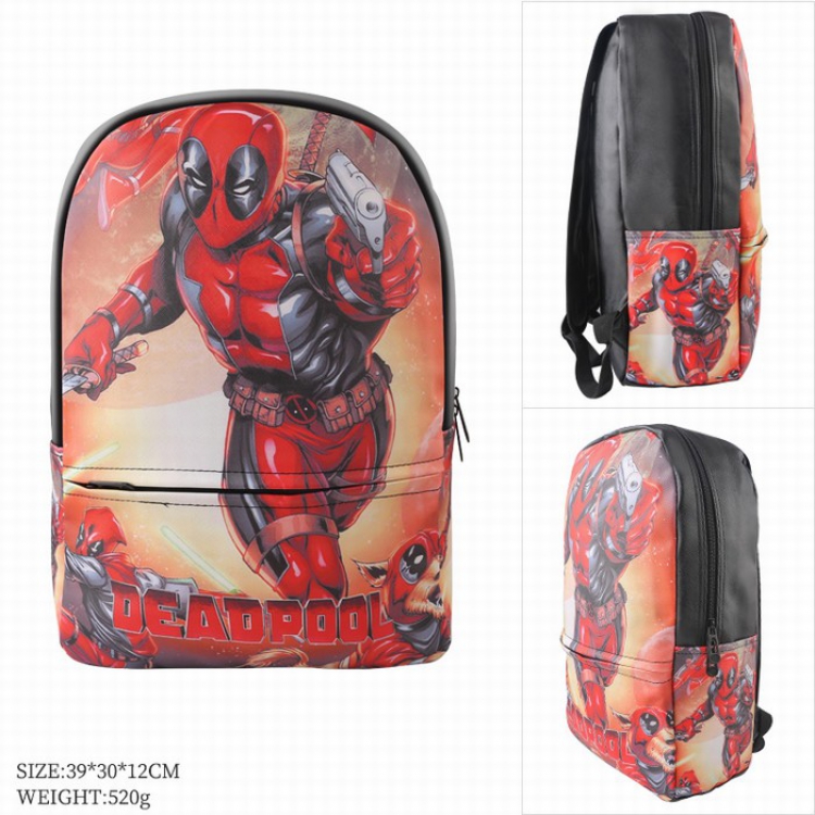 Deadpool Color full-color leather surface Fashion backpack 39X20X12CM style A