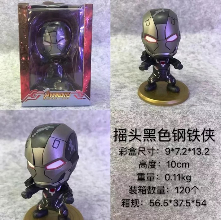 The avengers allianc Shake head Black iron man Q version Boxed Figure Decoration 10CM a box of 120