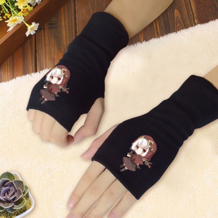 Fate stay night Printing Black Half-finger Gloves Scrub bag