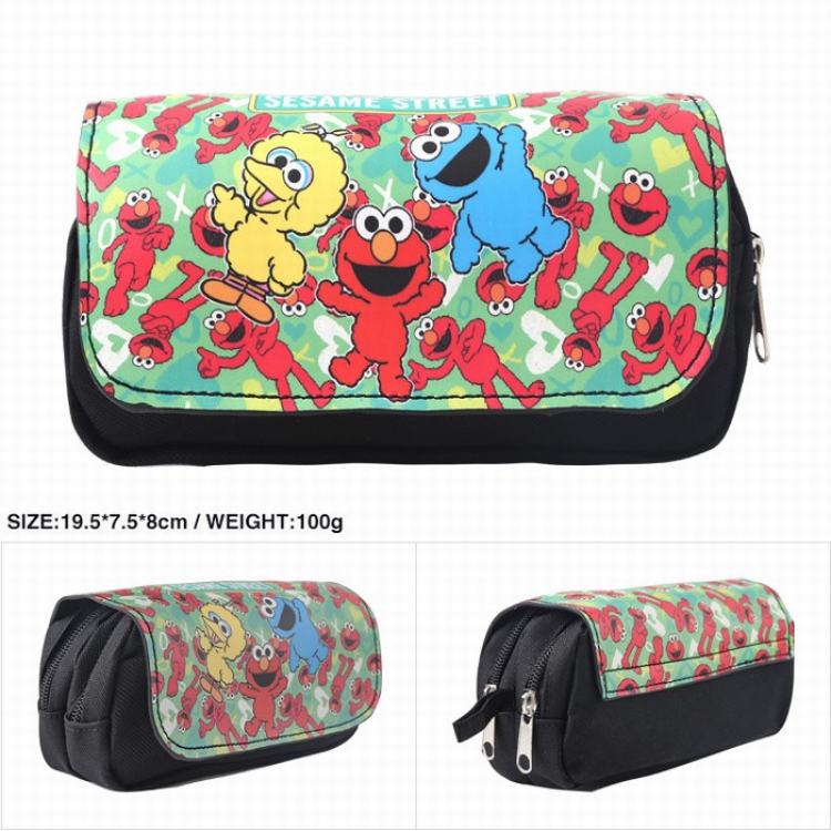Sesame Street Double zippered leather Pencil Bag 19.5X7.5X8CM style C