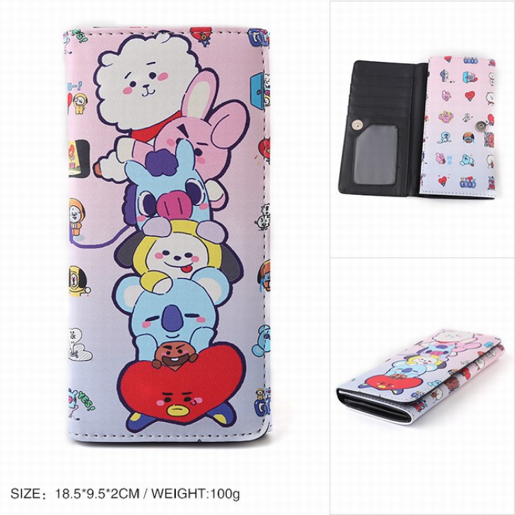 BTS Full color snap-on leather long wallet Purse Style C