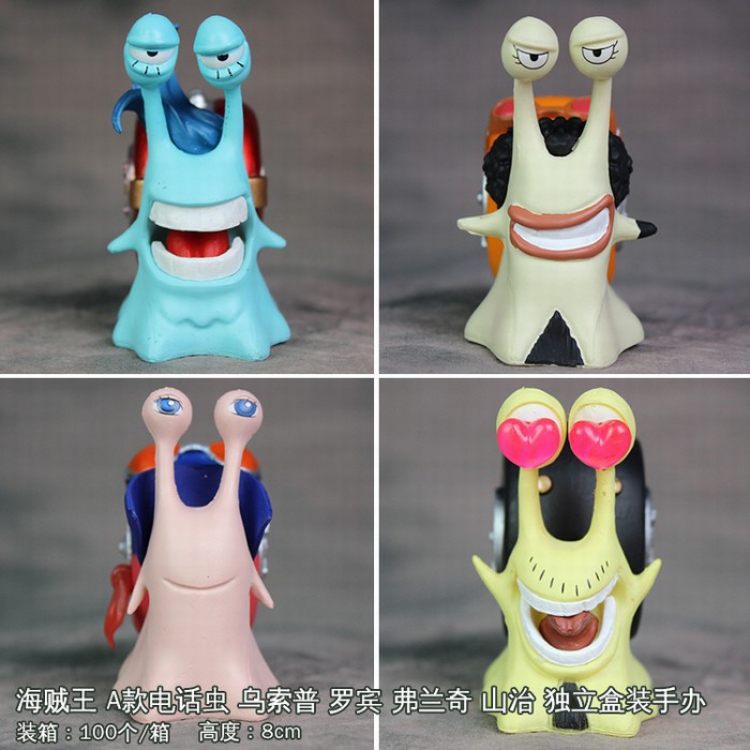 One Piece Den Den Mushi a set of 4 Usopp Nico Robin FRANKY  Sanji Individual package Boxed Figure Decoration 8CM a box o