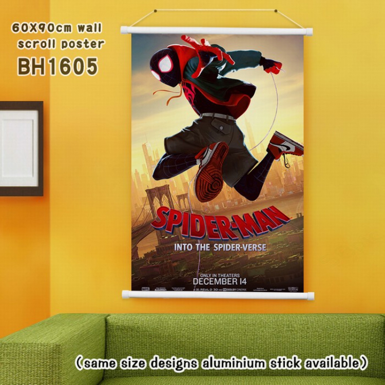 Spiderman White Plastic rod Cloth painting Wall Scroll 60X90CM BH1605