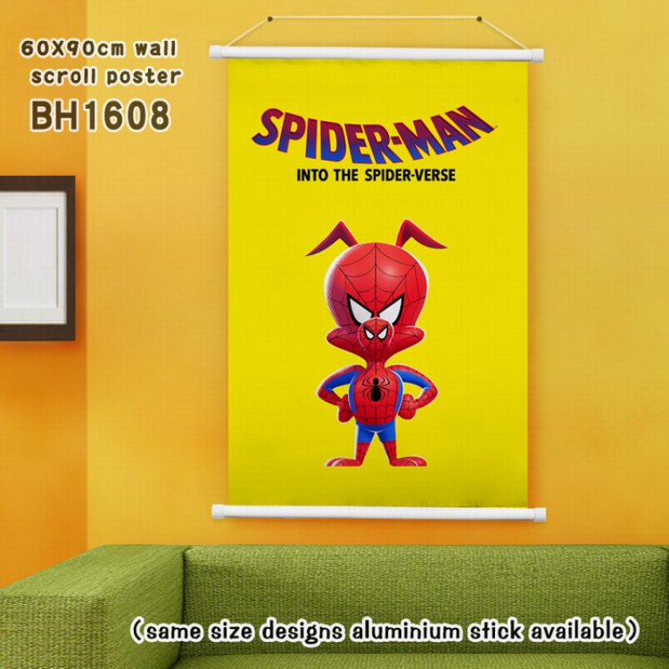 Spiderman White Plastic rod Cloth painting Wall Scroll 60X90CM BH1608