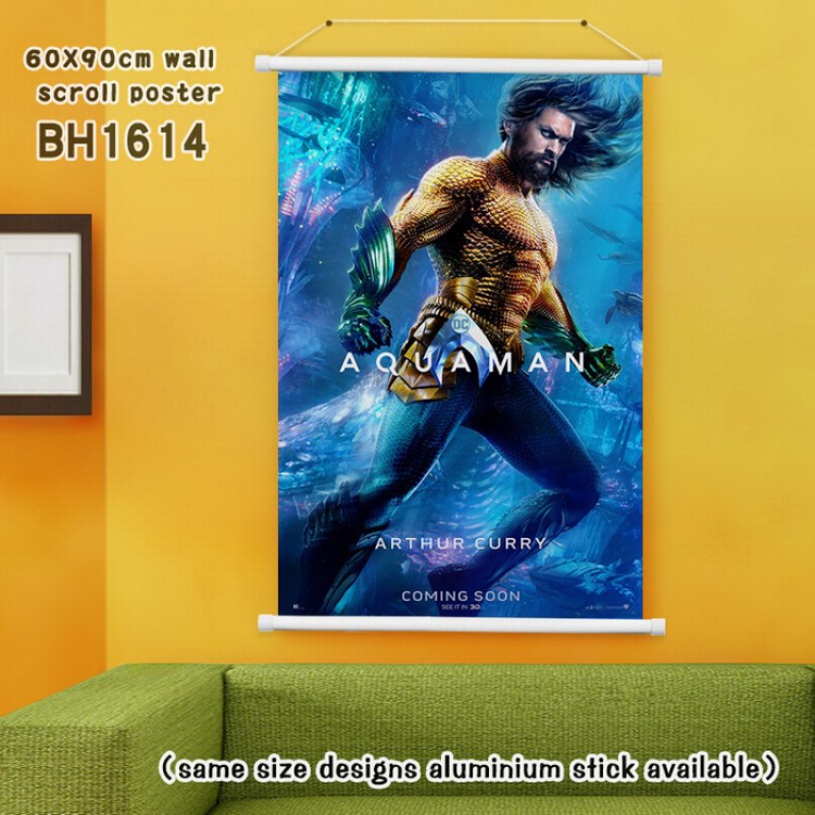 Aquaman White Plastic rod Cloth painting Wall Scroll 60X90CM BH1614
