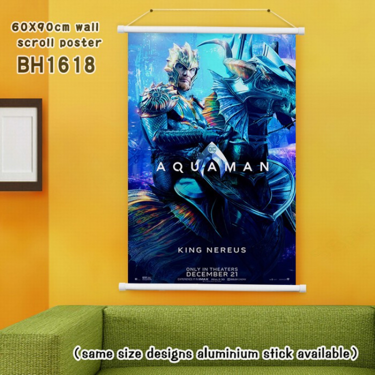 Aquaman White Plastic rod Cloth painting Wall Scroll 60X90CM BH1618