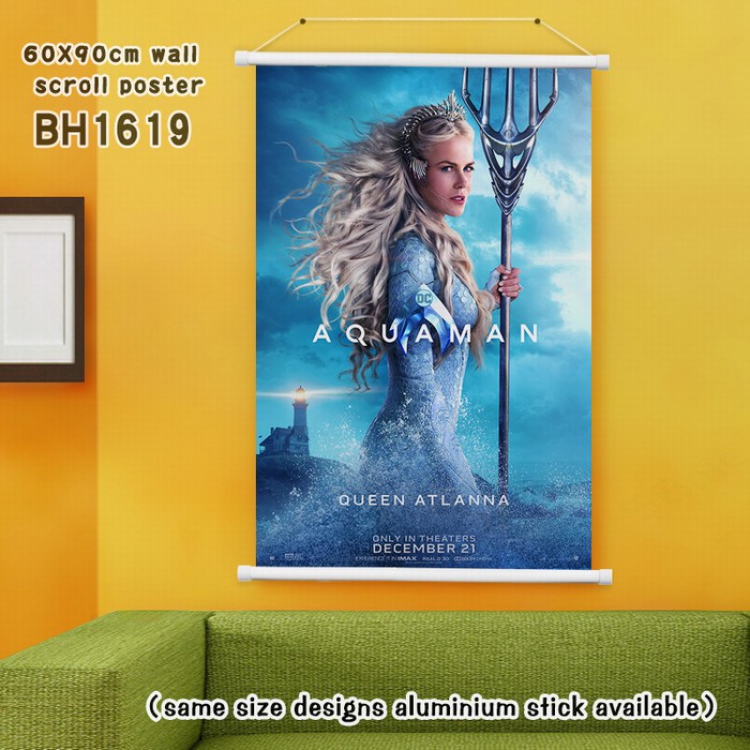 Aquaman White Plastic rod Cloth painting Wall Scroll 60X90CM BH1619