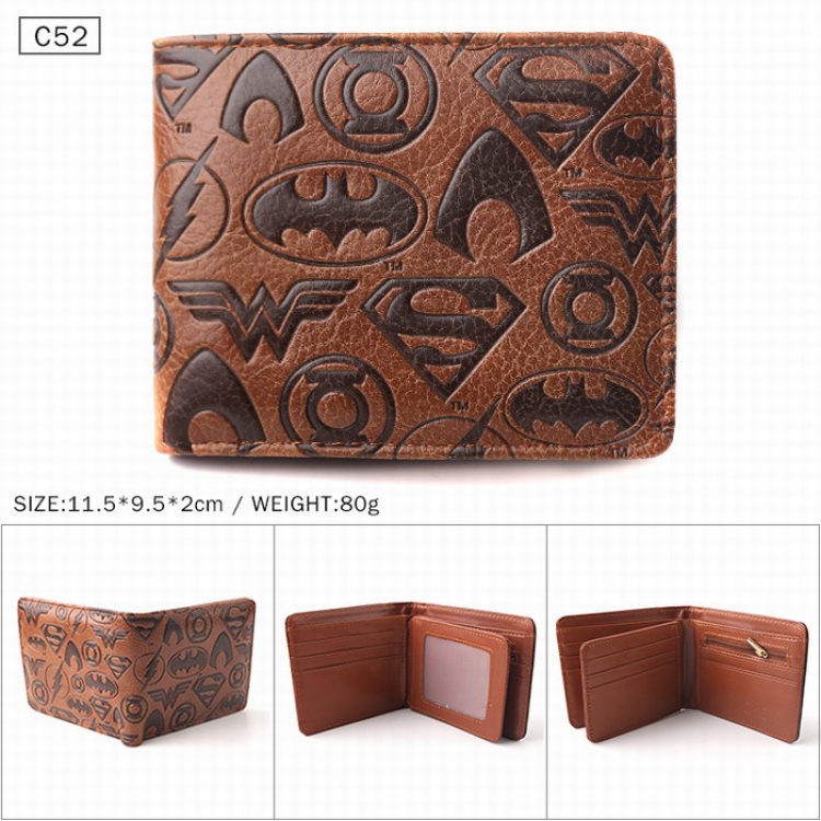 Detective Comics Brown Folded Embossed Short Leather Wallet Purse 11.5X9.5X2CM 80G C52