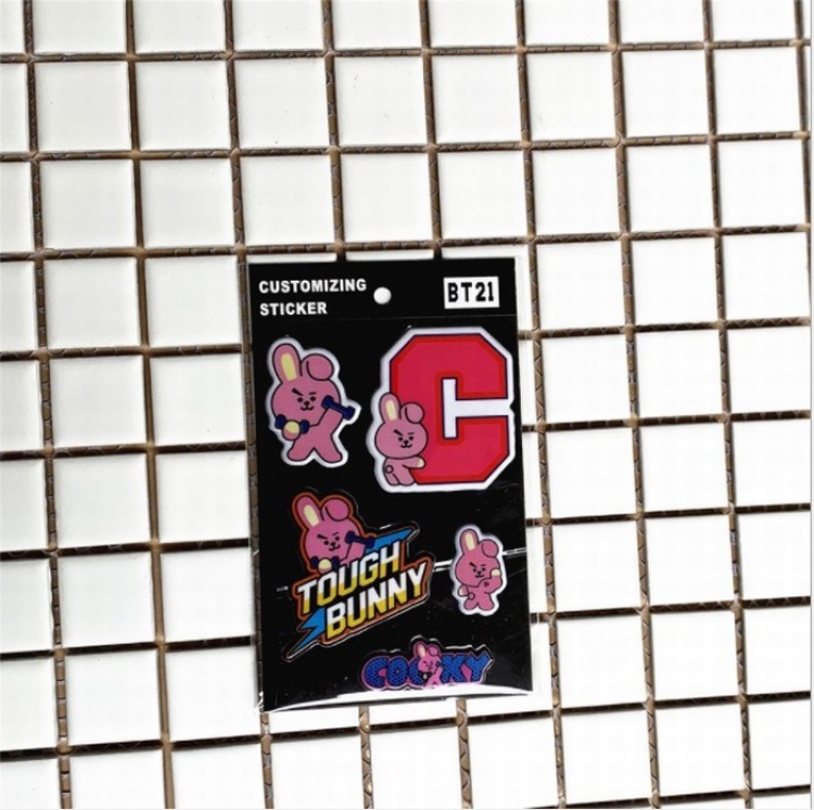 BTS BT21 Three-dimensional mobile phone stickers OPP bag 10X7.5CM 5G price for 10 pcs Style G