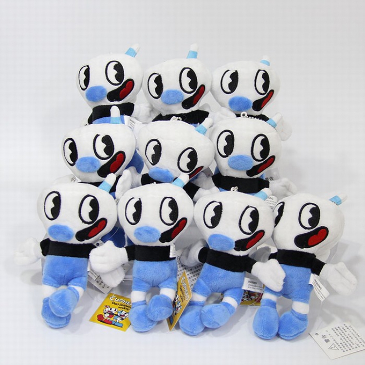 Cuphead Blue Plush cartoon pendant keychain a set of 10 16CM