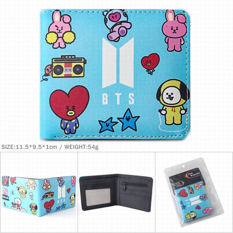 BTS Full color Twill two-fold short wallet Purse 11.5X9.5X1CM 54G