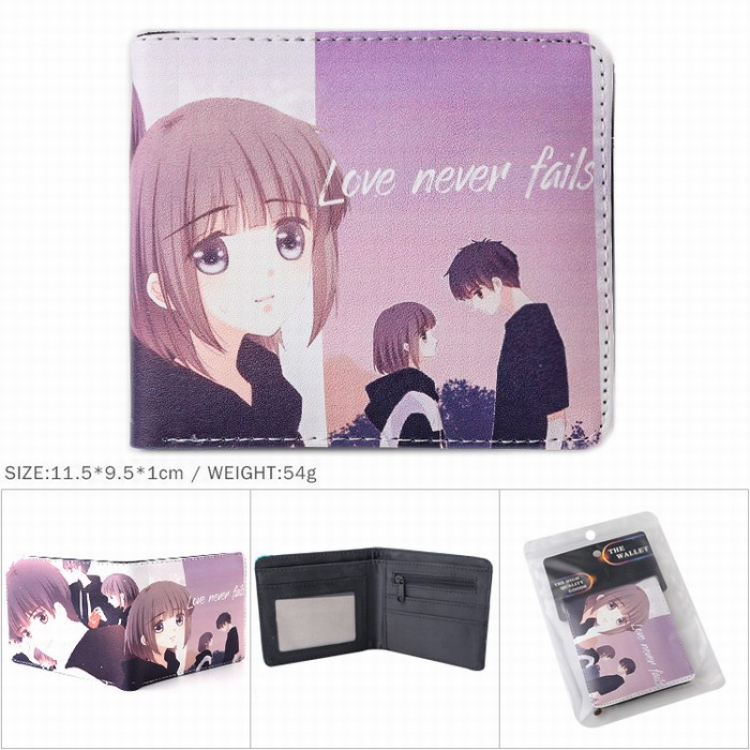 Heartbeat Full color Twill two-fold short wallet Purse 11.5X9.5X1CM 54G