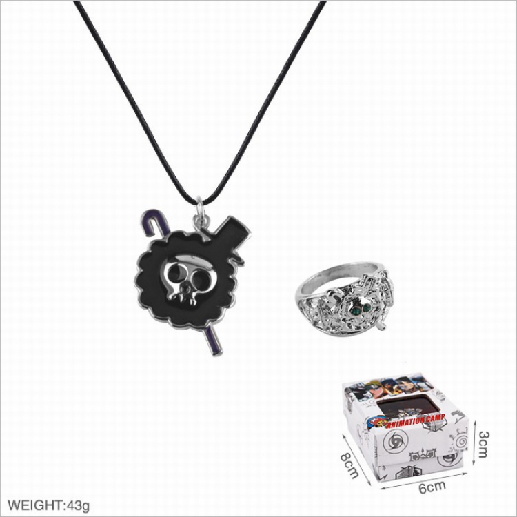 One Piece Ring and stainless steel black sling necklace 2 piece set style C