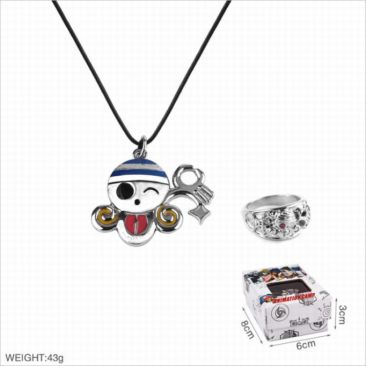 One Piece  Ring and stainless steel black sling necklace 2 piece set style I