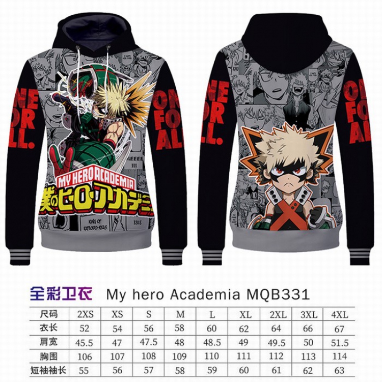 My Hero Academia Full Color Long sleeve Patch pocket Sweatshirt Hoodie 9 sizes from XXS to XXXXL MQB331