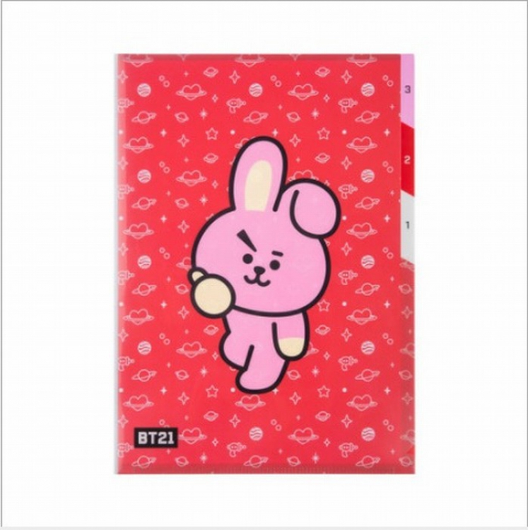 BTS BT21 Three-layer folder stationery File Case PVC OPP bag 22X31CM 45G Style H