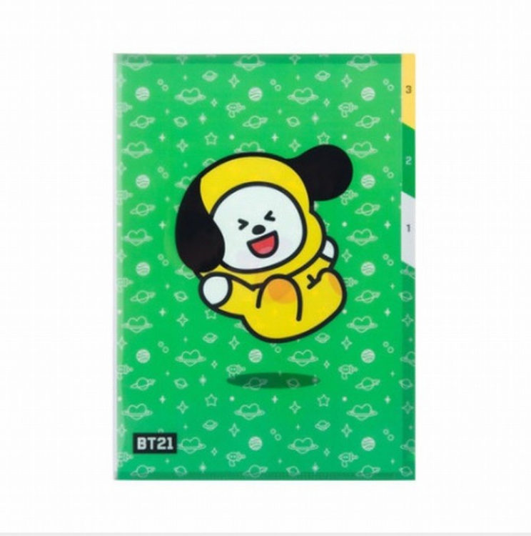 BTS BT21 Three-layer folder stationery File Case PVC OPP bag 22X31CM 45G Style G