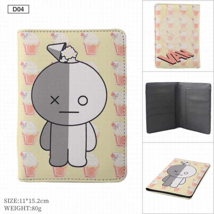 BTS BT21 PU leather multi-function travel ticket holder passport protector D04