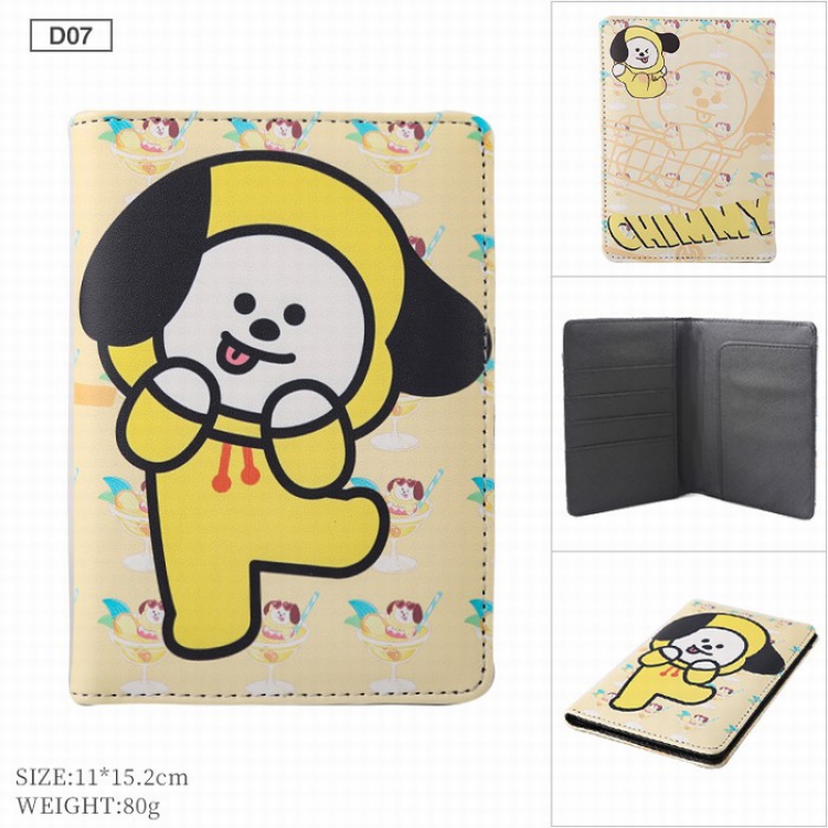 BTS BT21 PU leather multi-function travel ticket holder passport protector D07