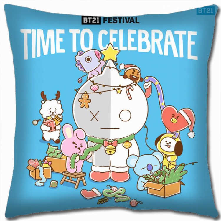 BTS BT21 Double-sided full color Pillow Cushion 45X45CM BS-15 NO FILLING