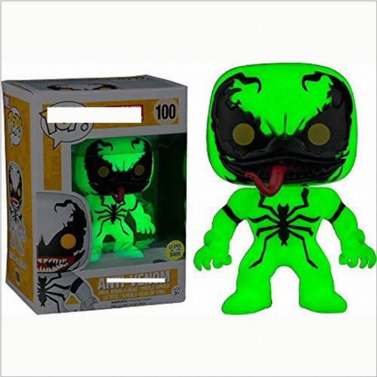 FUNKO POP 100 Spiderman Venom Luminous version Boxed Figure Decoration 10CM 0.14KG