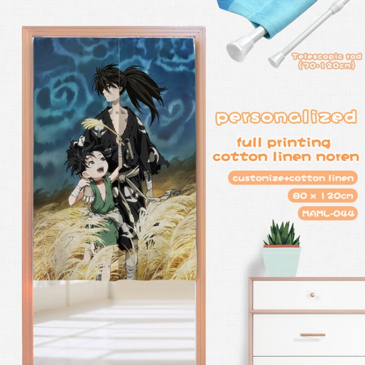 Dororo Imitation cotton and linen color printing curtain Adjustable telescopic rod 80X120CM MAML044