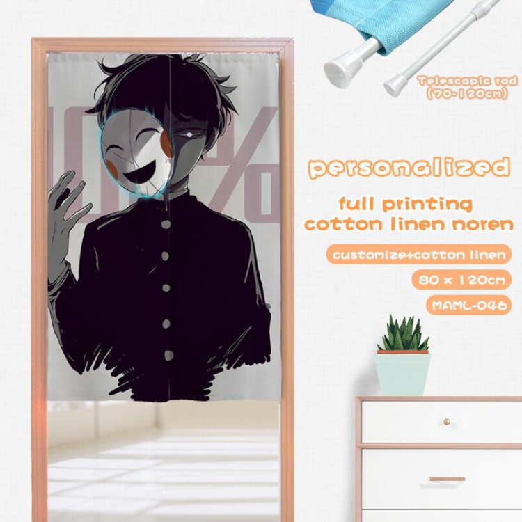 Mob Psycho 100 Imitation cotton and linen color printing curtain Adjustable telescopic rod 80X120CM MAML046